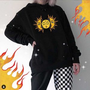 Apollo Vintage Winter Fashion Casual Plezier Dames Punk losse lange mouwen HIP-HOP INS Big Size Plus Fluwelen Hooded Sweatshirt 210608