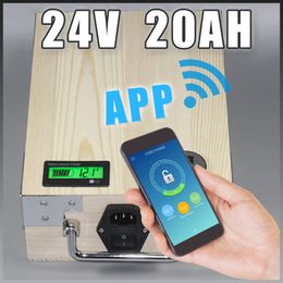 App 24 V 20AH LIVEPO4 Bateria + BMS BICICICLETA ELÉTRICA, CARREGADOR DE GPS Bluetooth Control 5 V Porta USB PACOTE DE SCOOTER BICICLETA Elétr