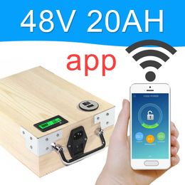 App 48V 20AH Elektrische fiets LifePo4 Batterij Pak Telefoonbesturing Elektrische fiets Scooter Ebike Power 1000W Wood