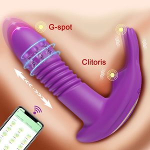 APP Bluetooth Poussant Vibrateur pour Femmes Stimulateur De Clitoris Rotatif Télescopique Gode Télécommande G Spot Adultes Sex Toy 240307