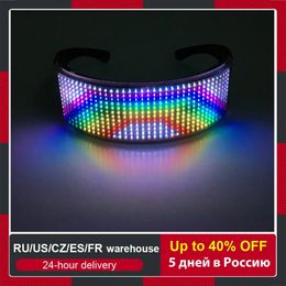 App Controle Bluetooth Led Party Bril USB Lading Knipperende Lichtgevende Brillen voor Festival Bar Prestaties Gelukkige Verjaardagscadeaus 231225