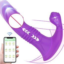 Control de aplicación Empuje Consolador Vibrador para mujeres Bragas vibrantes portátiles Estimulador del clítoris Vagina G Punto Masturbación Juguete sexual 240202