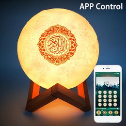 Função APP Quran S er LED Touch Night Light Moon Lamp coran musulman Koran Player velaleuse coranique 231226