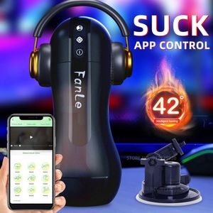 APP À Distance Automatique Sucer Mâle Masturbateur Coupe Réel Vagin Vibration Fellation Masturbation Chauffée Sex Machines Jouets Pour Homme 240326