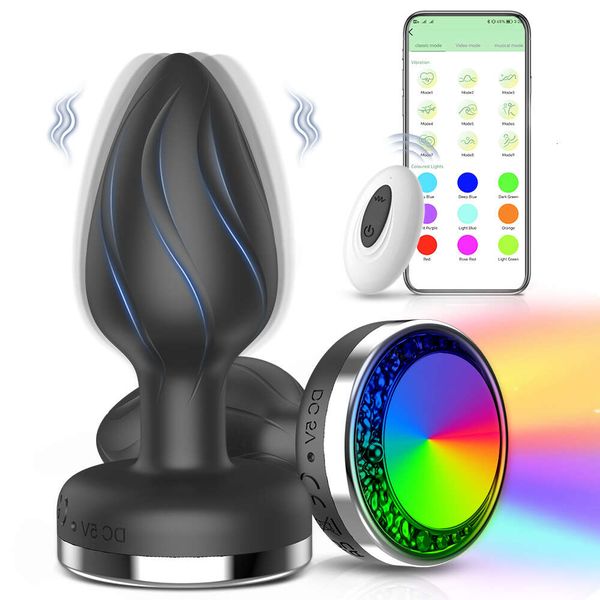 Aplicación Control remoto Vibrador anal Bluetooth LED Buttug Men Massager de próstata Masturbator Mujer juguetes sexys para mujeres gay