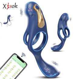 App sans fil vibrant pénis anneau pénien stimulateur de clitoris retarder l'éjaculation Cockring Penisring jouets sexuels pour hommes adultes 18 240102