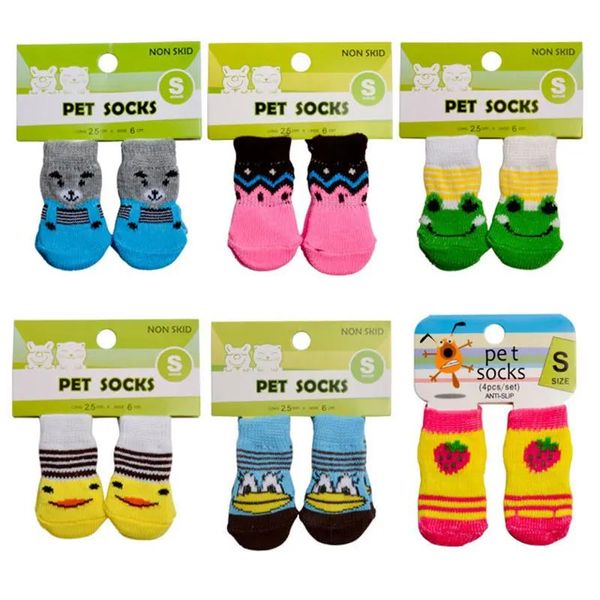 Vêtements 10sets mignons chaussettes de chien de compagnie avec impression antidérapante chats chiot chaussure patte protecteur produits pour petites races Spitz York chiens Chihuahua