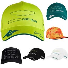 Одежда 2023, новая гоночная кепка для гонщиков, зеленая бейсболка команды Формулы-1, летняя мужская и женская модная кепка с вышивкой и изогнутыми полями, шляпа от солнца