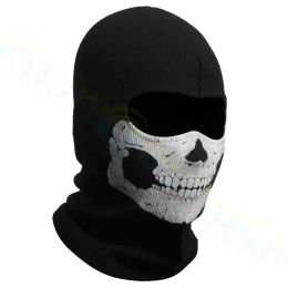 Apparel Black Ghosts Skull Full Face Mask, Windproof Ski Mask Mask Motorcycle Face Tactical Balaclava Hood For Men Women Women Halloween Cosplay