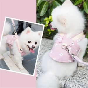 Kleding Cartoon Hond Harnas en Lijn Set voor Kleine Honden Puppy Katten Pommeren Spitz Borstband Huisdier Vest Harnas huisdier Accessoires