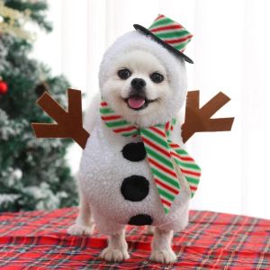 Kleding Kerst huisdierproduct Super leuke witte sneeuwpop kleine hond kostuum Winter grappige staande sneeuwpop Kerst huisdierkleding voor grote hond