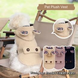 Vêtements chien gilet à capuche hiver manteau en peluche oreilles de lapin chapeau à capuche vêtements pour animaux de compagnie Dring facile pour laisse chiot vestes