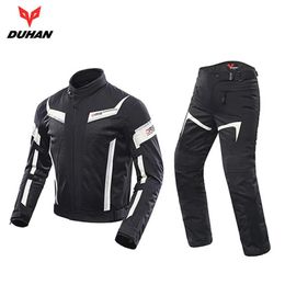 Kleding Duhan Men Motorfietsjackbroek Braden racen Jacket Moto Combinaties Rijdende kledingset D06295M