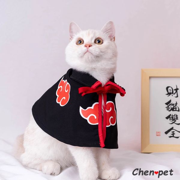 Ropa divertido perro gato disfraz Akatsuki anime decoración capa disfraz gato ropa con capucha adecuada para perros pequeños Accesorios