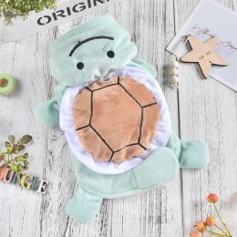 Ropa verde feliz tortuga halloween ropa para perros para capucha de gato de cachorro pequeño dos piernas invierno tibio de perrito