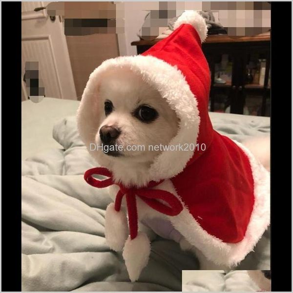 Vêtements Maison Jardin Drop Delivery 2021 Fournitures De Noël Cape À Capuche Rouge Cape Mode Chien Chat Chiot Châle Costumes Avec Chapeau Manteau Santa Cl