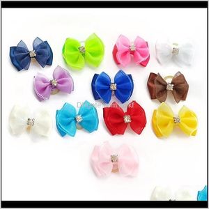 Ropa Home Garden Drop Delivery 2021 Aessories hechos a mano Rhinestone Variedad de colores Estilo Ribbon Dog Bow Dogs Grooming Bows 6021031 Pet