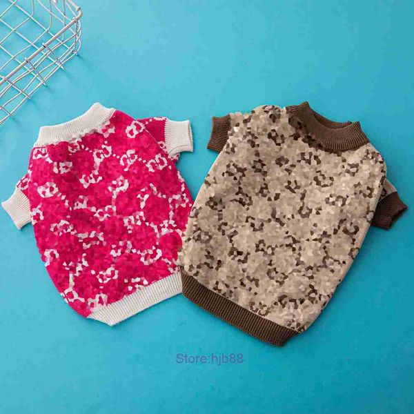 Appareil Designer de luxe Pet Brown Red Classic Lettre en pointillés Coton Pure Coton Hiver Cat chaud Sweater Dog Clothing