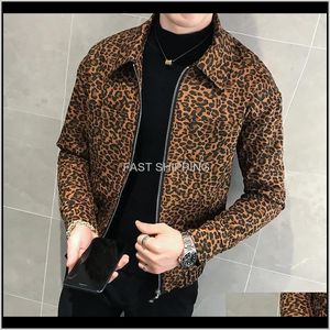 Apparel Bovenkleding Heren Mannen Herfst Leopard Jassen Mode Lederen Jas Jassen Rits Pilot Mannelijke Club Kleding E0WYG