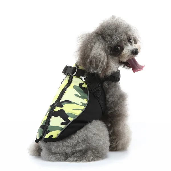 Vêtements Outfit Gilet Hiver Chat Manteau Costume Polyester Up Camouflage Météo Petit Costume Pet Chaud Chiens Grand Accessoire Laisse Portable Camo