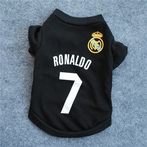 Sublimação Blanks Vestuário para cães Primavera Outono Pet Dogs T-shirt Black Portugal camisa de futebol equipa Ronaldo