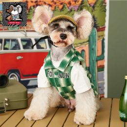 Vêtements TawneyBear Check Dog Vêtements Designer Plaid Pet Denim Chemises pour Bouledogue Français Schnauzer Mode Cool Puppy Ropa Para Perro
