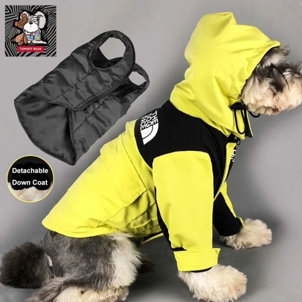 Ropa TawneyBear The Dog Face Chaqueta de invierno para perros Cálido Pequeño Mediano Parka para mascotas 2 en 1 Forro desmontable Ropa para chihuahua Ropa Perro