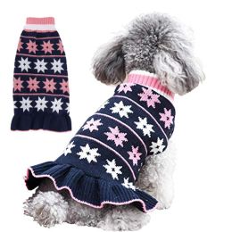 Vêtements col roulé tricot chien pull gris chien robe bleu marine vêtements pour chiens pull pour chats jupe rose robes de chien mignon pour petit chien