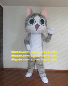 Aantrekkelijke mascotte kostuum grijs kat kitten wilde katten caracal ocelot stripfiguur karakter mascotte volwassen grote ogen nr. 9847