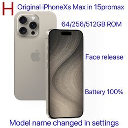 Apple Authentic Original iPhone XS Max in 15Promax 14 Promax Style Telefoon ontgrendeld, 15Promax Box en Camera Look 4G RAM 256 GB ROM Smartphone met 100% batterijduur