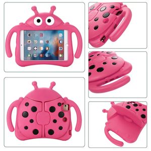 Voor Apple iPad Tablet PC Kid Kind Kinds Eva Foam Soft Shockproof Case voor Mini 1 2 3 4 5 Pro Air 9,7 10,2 inch Samsung T210 T280 Ladybug Ladybird Kids Cover met beugelstandaard