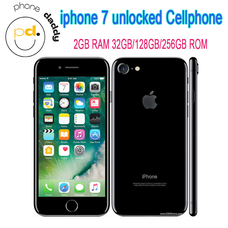 Apple iPhone 7 iPhone7 32GB/128GB/2566GB ROM ORIGINAL 4.7 'ISP LCD 2GB RAM IOS A10 Quad Core NFC Impressão digital desbloqueada 4G LTE Phone
