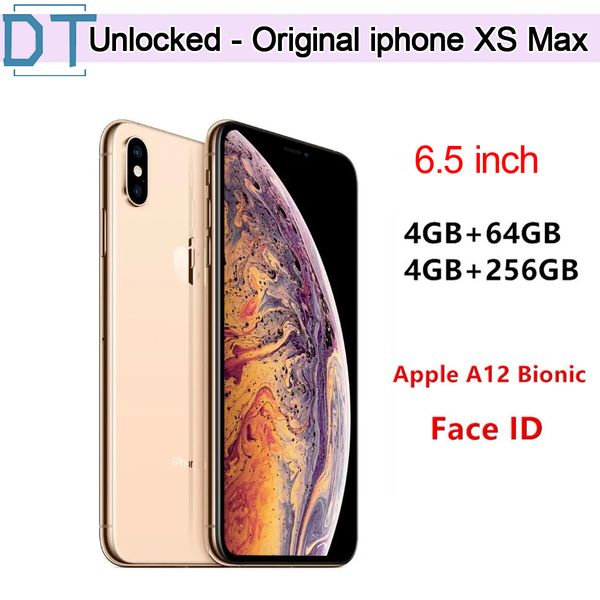 Apple IPhone XS MAX 6,5 pouces RAM 4 Go ROM 64 Go/256 Go 4G LTE Hexa Core IOS A12 Bionic avec Face ID, débloqué en usine, d'occasion, très bon état, A+Excellent état