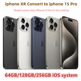 Originele ontgrendelde iPhone XR Converteren naar iPhone 15 Pro mobiele telefoon met 15 pro camera-uiterlijk 3G RAM 64GB 128GB 256GB ROM mobiel