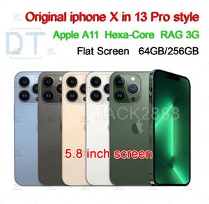 Gerenoveerd Apple originele iPhone X In iPhone 13 Pro Style Telefoonnetwerk ontgrendeld met 13Pro BoxCamera -uiterlijk 3G RAM 64 GB/256 GB ROM -smartphone, nieuwe batterij 100%