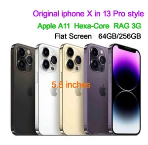 Apple iPhone X d'origine dans le réseau téléphonique de style iphone 13 pro débloqué avec boîtier 13proApparence de la caméra 3G RAM 64 Go/256 Go ROM smartphone, nouvelle batterie 100 %