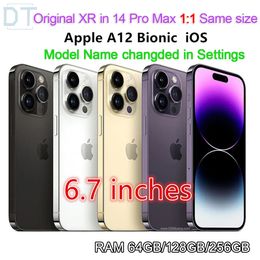 Apple iPhone XR original en estilo 14 pro max o 13 pro max Teléfono de 6,7 pulgadas desbloqueado con caja 14promax Apariencia de la cámara 4G RAM 64GB 128GB 256GB ROM teléfono inteligente, condición A+