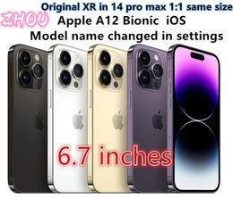 Apple Originele iPhone XR in 14 Pro Max Style 6.7 inch telefoon ontgrendeld met 14Promax BoxCamera uiterlijk 4G RAM 64 GB 128 GB 256 GB ROM Smartphone