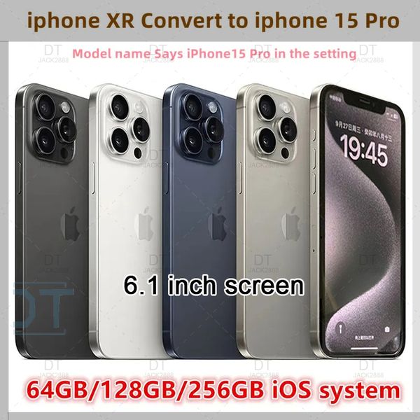 Apple ORIGINAL iPhone XR en iPhone 15 Pro de pantalla celular de pantalla plana desbloqueado con iPhone15Pro BoxCamera Apariencia 3G RAM 64GB 128GB 256GB ROM Mobilephone, A+Condición