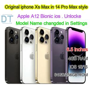 Apple Originele iPhone Xsmax in iPhone 13 pro Max 14 pro max stijl telefoon Ontgrendeld met 13promax box Camera-uiterlijk 4G RAM 64 GB 256 GB ROM smartphone, A+ staat