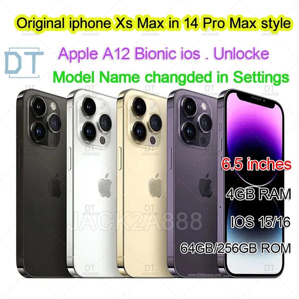 Apple original rénové XS MAX MAX dans l'iPhone 14 Pro Max Phone portable 6,5 pouces Affichage OLED 4G LTE 4GB RAM 64G / 256G A12 IOS12 MOBILEPHONE.A + Excellent état