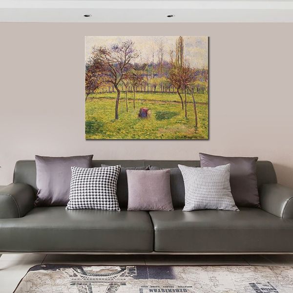 Manzanos en un campo pintado a mano Camille Pissarro lienzo arte impresionista pintura de paisaje para decoración moderna del hogar