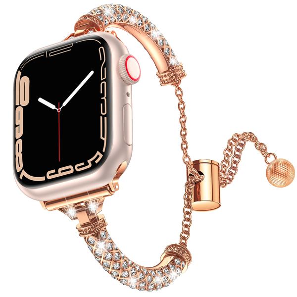 Correas de Apple Watch Correa de cadena Correa de metal de alta calidad para correa de diamante cilíndrica de metal Aleación de zinc 38 mm 40 mm 41 mm 42 mm 44 mm 45 mm