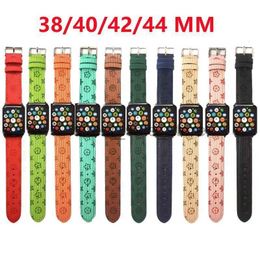 Apple Watch Luxury Band 38 40 41 42 44 45 49 mm Flower Leather Watchs Strap polsband voor IWatch 8 7 6 5 4 SE Designer Watchbands L88010