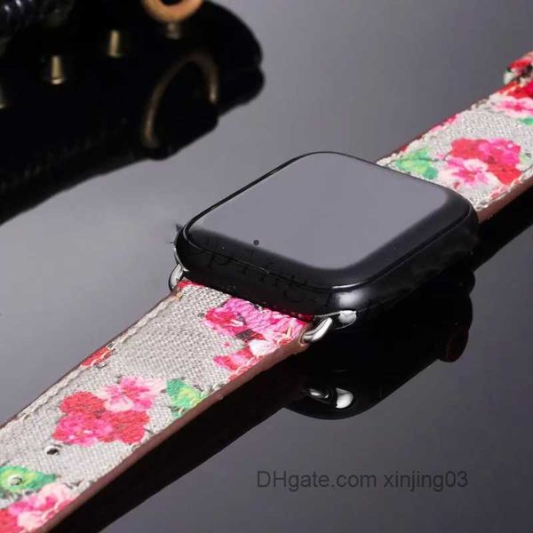 Apple Watch correa de reloj inteligente G Color Pattern LeatherStrap para AppleWatch Band Series 6 5 4 3 2 40 mm 44 mm 38 mm 42 mm Pulsera iWatch Belt xinjing03