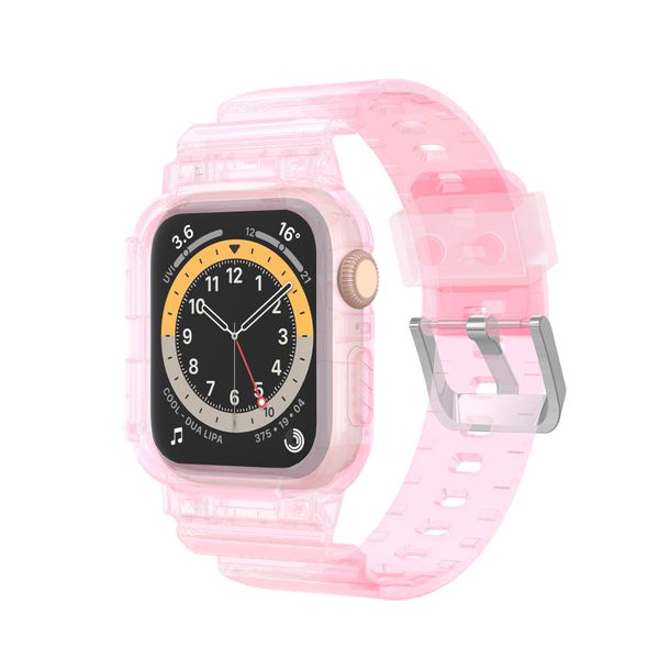 bracelet de montre apple iwatch TPU intégré Spray d'huile transparent bracelet de couleur unie Bracelet en TPU intégré Apple 38/40/42/44 mm Série 1-6 génération/SE