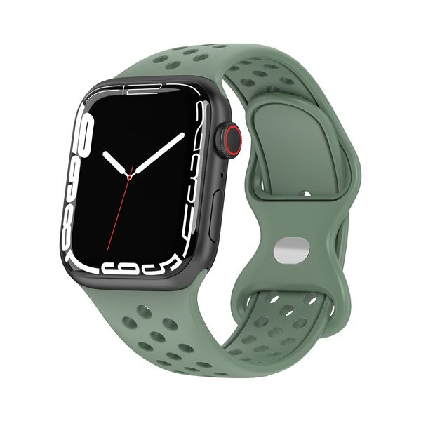 Correa Apple Watch iwatch Color sólido Correa hueca de silicona Apple AW-ocho orificios para botones Silicona 38/40/41/42/44/45 mm Serie 1 ~ 7 generación SE