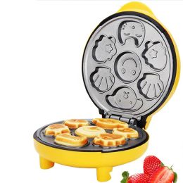 Appliances 110V / 220V 1000W Mini Electric Wafles Maker verschillende gevormde anti -sticky pancakes ontbijt machine met 7 cake capaciteit