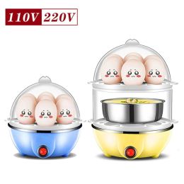 Appareils 110 V / 220V Electric Egg Choiler Double-couche Multifinection Corn Egg Custard Automatic Steamer 14 Oeufs Breakfast Egg Cooker