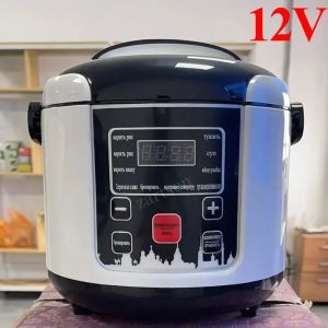 Apparaten 12V 24V elektrische rijstkoker voor autolrucksoep pap kookpot verwarming lunchbox voedsel stoomboot maaltijd kachel warmer 2l